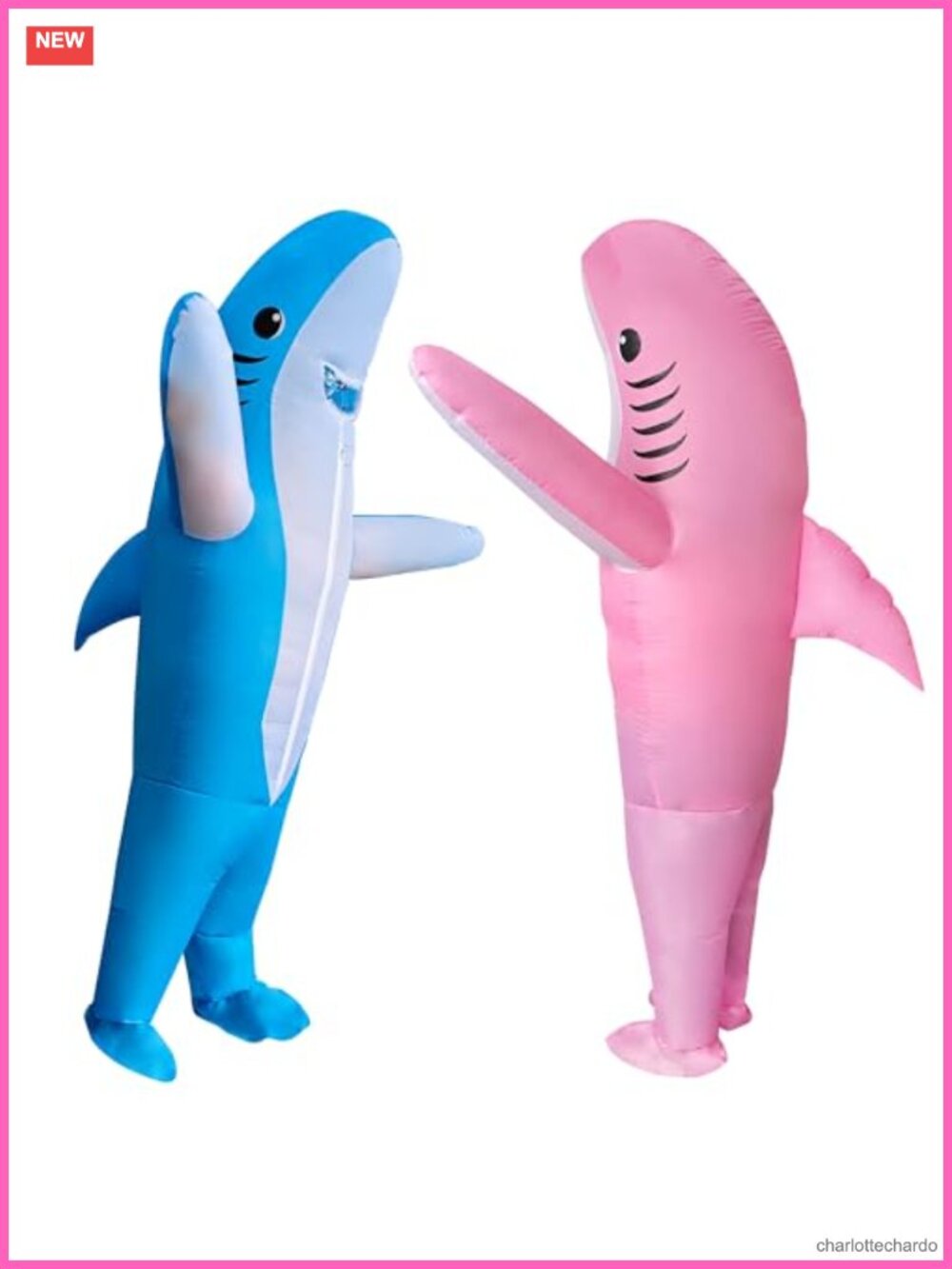 2 Pack Inflatable Shark Costume Adult Blow-Up Polyester Halloween Party